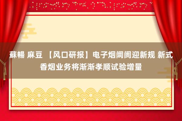 蘇暢 麻豆 【风口研报】电子烟阛阓迎新规 新式香烟业务将渐渐孝顺试验增量