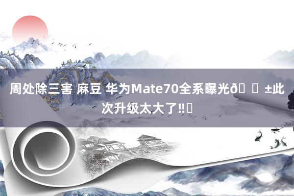 周处除三害 麻豆 华为Mate70全系曝光📱此次升级太大了‼️