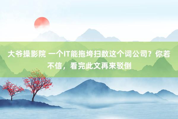 大爷操影院 一个IT能拖垮扫数这个词公司？你若不信，看完此文再来驳倒