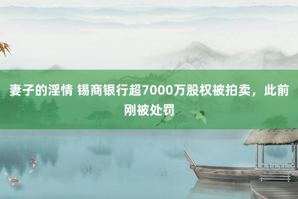 妻子的淫情 锡商银行超7000万股权被拍卖，此前刚被处罚