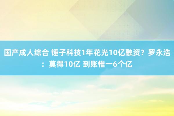 国产成人综合 锤子科技1年花光10亿融资？罗永浩：莫得10亿 到账惟一6个亿