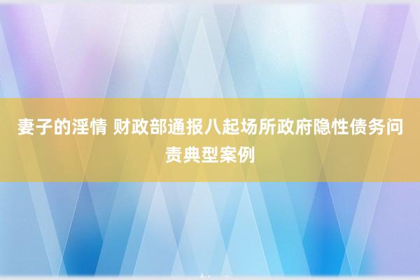 妻子的淫情 财政部通报八起场所政府隐性债务问责典型案例