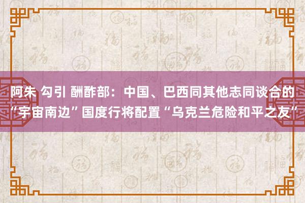 阿朱 勾引 酬酢部：中国、巴西同其他志同谈合的“宇宙南边”国度行将配置“乌克兰危险和平之友”