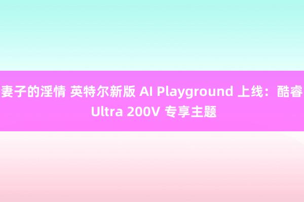 妻子的淫情 英特尔新版 AI Playground 上线：酷睿 Ultra 200V 专享主题