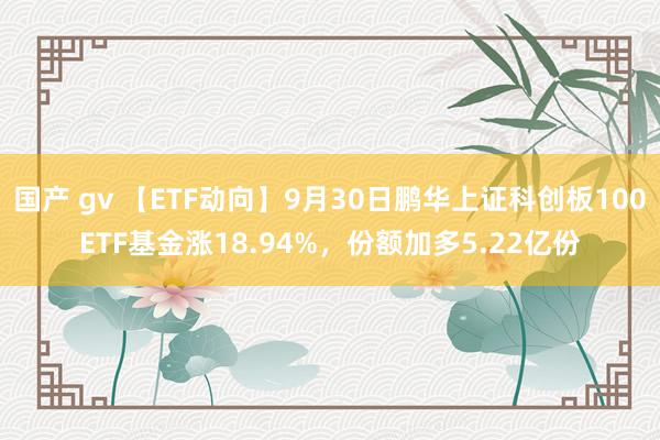 国产 gv 【ETF动向】9月30日鹏华上证科创板100ETF基金涨18.94%，份额加多5.22亿份