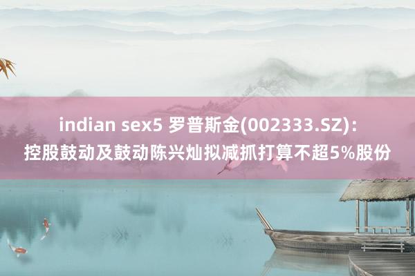 indian sex5 罗普斯金(002333.SZ)：控股鼓动及鼓动陈兴灿拟减抓打算不超5%股份