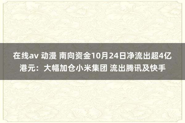 在线av 动漫 南向资金10月24日净流出超4亿港元：大幅加仓小米集团 流出腾讯及快手