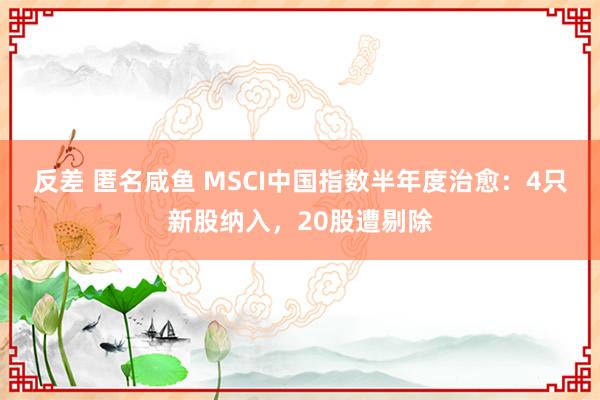 反差 匿名咸鱼 MSCI中国指数半年度治愈：4只新股纳入，20股遭剔除