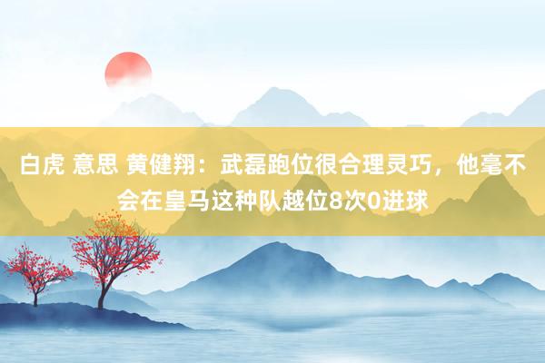 白虎 意思 黄健翔：武磊跑位很合理灵巧，他毫不会在皇马这种队越位8次0进球