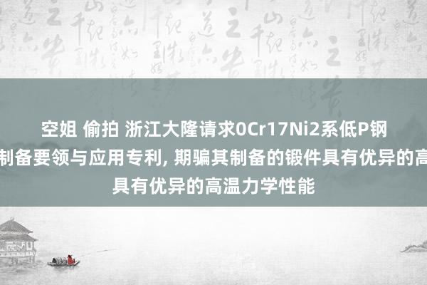 空姐 偷拍 浙江大隆请求0Cr17Ni2系低P钢锭和锻件及制备要领与应用专利， 期骗其制备的锻件具有优异的高温力学性能