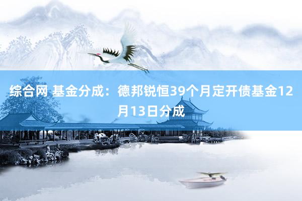 综合网 基金分成：德邦锐恒39个月定开债基金12月13日分成