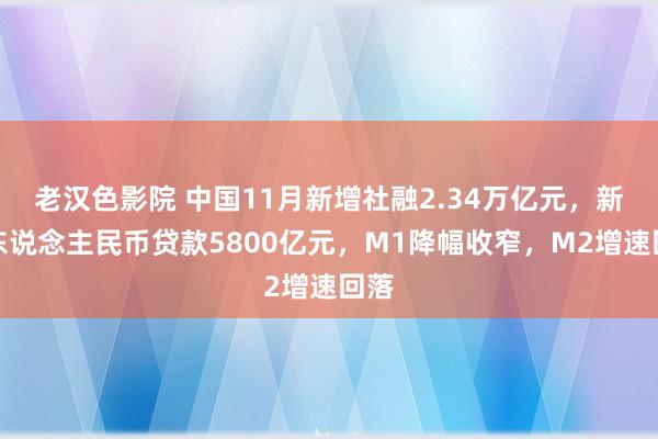 老汉色影院 中国11月新增社融2.34万亿元，新增东说念主民币贷款5800亿元，M1降幅收窄，M2增速回落