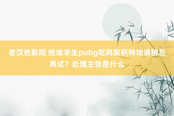 老汉色影院 绝地求生pubg吃鸡聚积特地请稍后再试？处理主张是什么