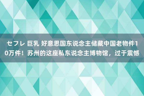 セフレ 巨乳 好意思国东说念主储藏中国老物件10万件！苏州的这座私东说念主博物馆，过于震憾