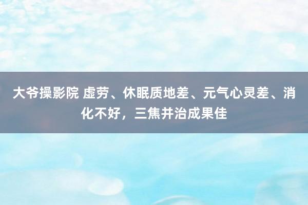 大爷操影院 虚劳、休眠质地差、元气心灵差、消化不好，三焦并治成果佳