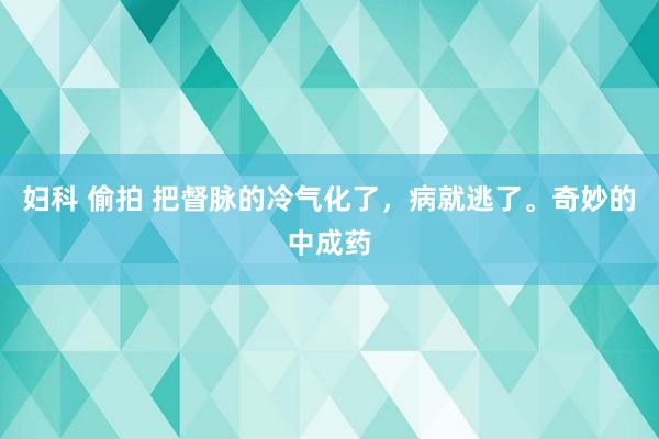 妇科 偷拍 把督脉的冷气化了，病就逃了。奇妙的中成药