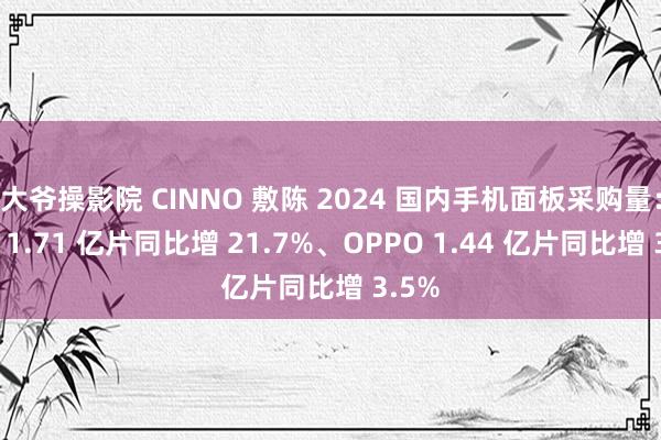 大爷操影院 CINNO 敷陈 2024 国内手机面板采购量：小米 1.71 亿片同比增 21.7%、OPPO 1.44 亿片同比增 3.5%