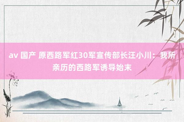 av 国产 原西路军红30军宣传部长汪小川：我所亲历的西路军诱导始末