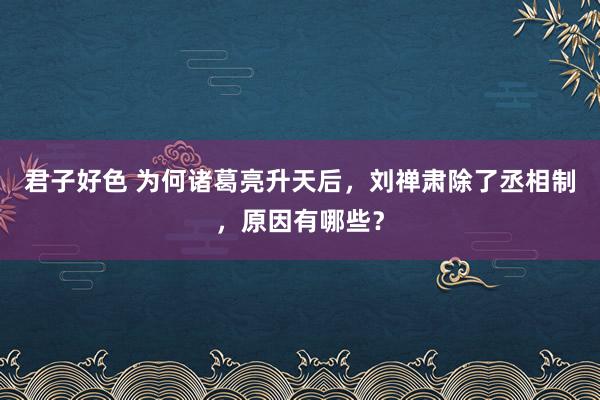 君子好色 为何诸葛亮升天后，刘禅肃除了丞相制，原因有哪些？